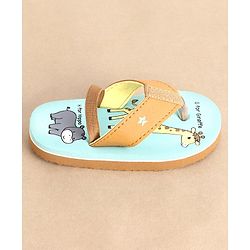 Cute Walk by Babyhug Back Strap Closure Flip Flops Giraffe Print - Blue