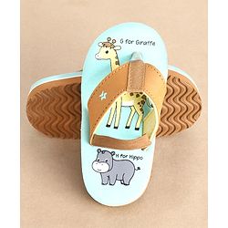 Cute Walk by Babyhug Back Strap Closure Flip Flops Giraffe Print - Blue