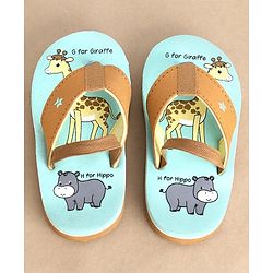 Cute Walk by Babyhug Back Strap Closure Flip Flops Giraffe Print - Blue