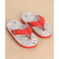 Cute Walk by Babyhug Slip On Style Anchor Graphics & Bow Applique Flip Flops - Grey