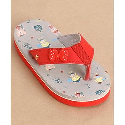 Cute Walk by Babyhug Slip On Style Anchor Graphics & Bow Applique Flip Flops - Grey