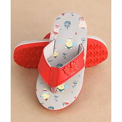 Cute Walk by Babyhug Slip On Style Anchor Graphics & Bow Applique Flip Flops - Grey
