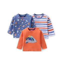 Babyhug Cotton Jersey Full Sleeves Tee With Fox Print - Orange &  Blue