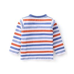 Babyhug Cotton Jersey Full Sleeves Tee With Fox Print - Orange &  Blue