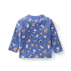 Babyhug Cotton Jersey Full Sleeves Tee With Fox Print - Orange &  Blue