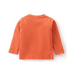 Babyhug Cotton Jersey Full Sleeves Tee With Fox Print - Orange &  Blue
