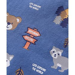 Babyhug Cotton Jersey Full Sleeves Tee With Fox Print - Orange &  Blue