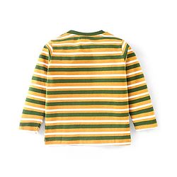 Babyhug 100% Cotton Full Sleeves T-Shirt Striped With Adventure Print Pack Of 3 - Green Yellow & White