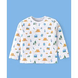 Babyhug 100% Cotton Full Sleeves T-Shirt Striped With Adventure Print Pack Of 3 - Green Yellow & White
