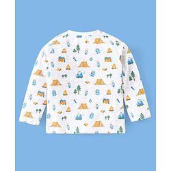 Babyhug 100% Cotton Full Sleeves T-Shirt Striped With Adventure Print Pack Of 3 - Green Yellow & White