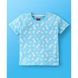 Babyhug 100% Cotton Half Sleeves T-Shirt Striped & Print Pack Of 7 - Blue Yellow & Green