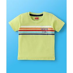 Babyhug 100% Cotton Half Sleeves T-Shirt Striped & Print Pack Of 7 - Blue Yellow & Green