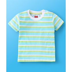 Babyhug 100% Cotton Half Sleeves T-Shirt Striped & Print Pack Of 7 - Blue Yellow & Green