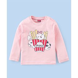 Babyhug Cotton Interlock Full Sleeves Night Suit with Kitty Print - Pink