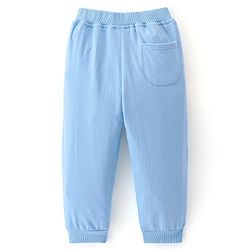 Babyhug Cotton Looper Knit Full Length Lounge Pant With Text Print - Blue