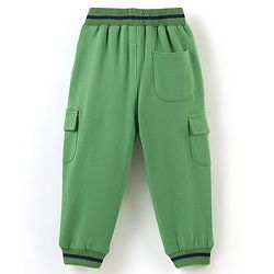 Babyhug Cotton Looper Knit Full Length Solid Lounge Pant with Draw Cord - Green