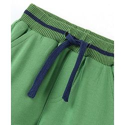 Babyhug Cotton Looper Knit Full Length Solid Lounge Pant with Draw Cord - Green