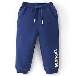 Babyhug Cotton Looper Knit Full Length Lounge Pant Explore Print - Blue
