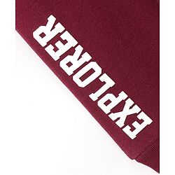Babyhug Cotton Looper Knit Full Length Lounge Pants Text Print - Maroon