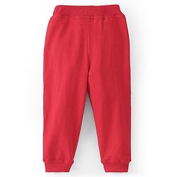 Babyhug Cotton Looper Knit Full Length Lounge Pants Text Print - Red
