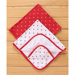 Babyhug Terry Knit Bow Print Towel Pack of 2 L 76.2 x B 76.2 cm- Red & White