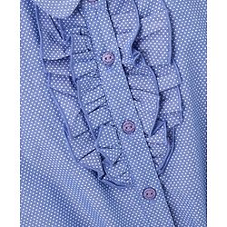 Babyhug 100% Cotton Woven Chambray Sleeveless Front Open Top With Frill Detailing Dot Print- Blue