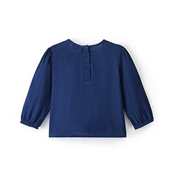 Babyhug 100% Cotton Rayon Full Sleeves Top With Lace Detailing At Yoke - Navy Blue