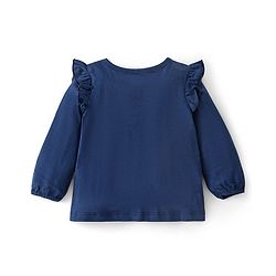 Babyhug 100% Cotton Full Sleeves Top with Smocking & Frill Details - Blue