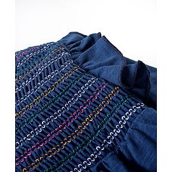 Babyhug 100% Cotton Full Sleeves Top with Smocking & Frill Details - Blue