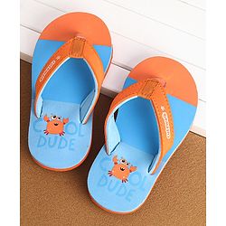 Cute Walk by Babyhug Slip on Flip Flops Crab Print - Blue and Orange
