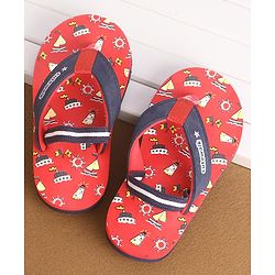 Cute Walk by Babyhug Slip On Flip Flops Boat Print - Red & Blue