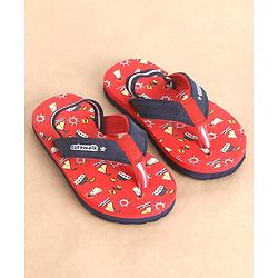 Cute Walk by Babyhug Slip On Flip Flops Boat Print - Red & Blue