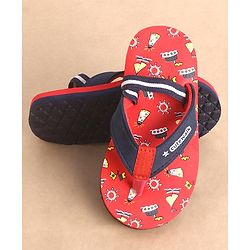 Cute Walk by Babyhug Slip On Flip Flops Boat Print - Red & Blue