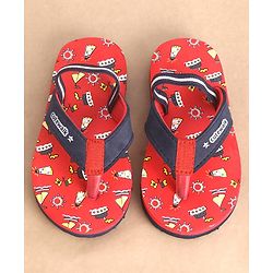 Cute Walk by Babyhug Slip On Flip Flops Boat Print - Red & Blue
