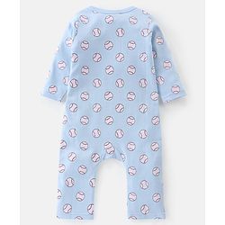 Babyhug 100% Cotton Knit Full Sleeves Romper Base Balls Print Pack of 2 - Navy & Sky Blue