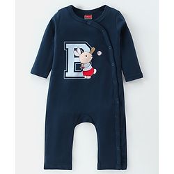 Babyhug 100% Cotton Knit Full Sleeves Romper Base Balls Print Pack of 2 - Navy & Sky Blue