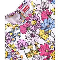 Babyhug 100% Cotton Knit Cap Sleeves Romper With Hairband Floral Print - Pink & Purple