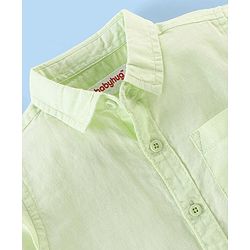 Babyhug Cotton Linen Half Sleeves Solid Shirt- Lime Green