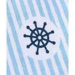 Babyhug 100% Cotton Half Sleeves Striped Romper Boat Print - Navy Blue