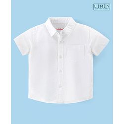 Babyhug Cotton Linen Half Sleeves Solid Shirt- Lime Green