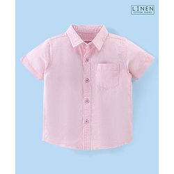 Babyhug Cotton Linen Half Sleeves Solid Shirt- Lime Green