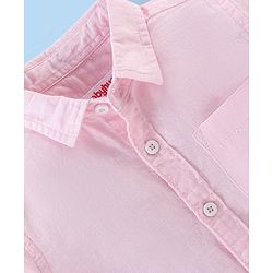 Babyhug Cotton Linen Half Sleeves Solid Shirt- Lime Green