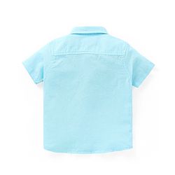 Babyhug Cotton Linen Half Sleeves Solid Shirt- Blue