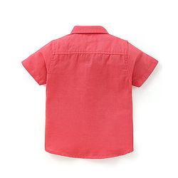 Babyhug Cotton Linen Half Sleeves Solid Color Shirt - Coral