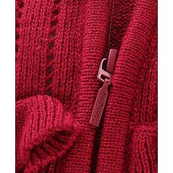 Babyhug Knit Full Sleeves Front Open Sweater with Frill Details - Maroon