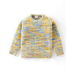 Babyhug Full Sleeves Melange Pullover - Yellow & Blue