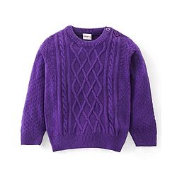Babyhug Knit Full Sleeves Sweater Cable Knit Design - Purple
