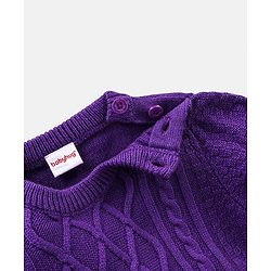 Babyhug Knit Full Sleeves Sweater Cable Knit Design - Purple