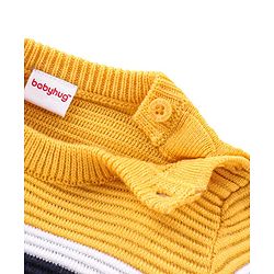 Babyhug Knit Full Sleeves Striped Sweater - Navy Blue & Yellow