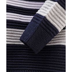 Babyhug Knit Full Sleeves Striped Sweater - Navy Blue & Yellow